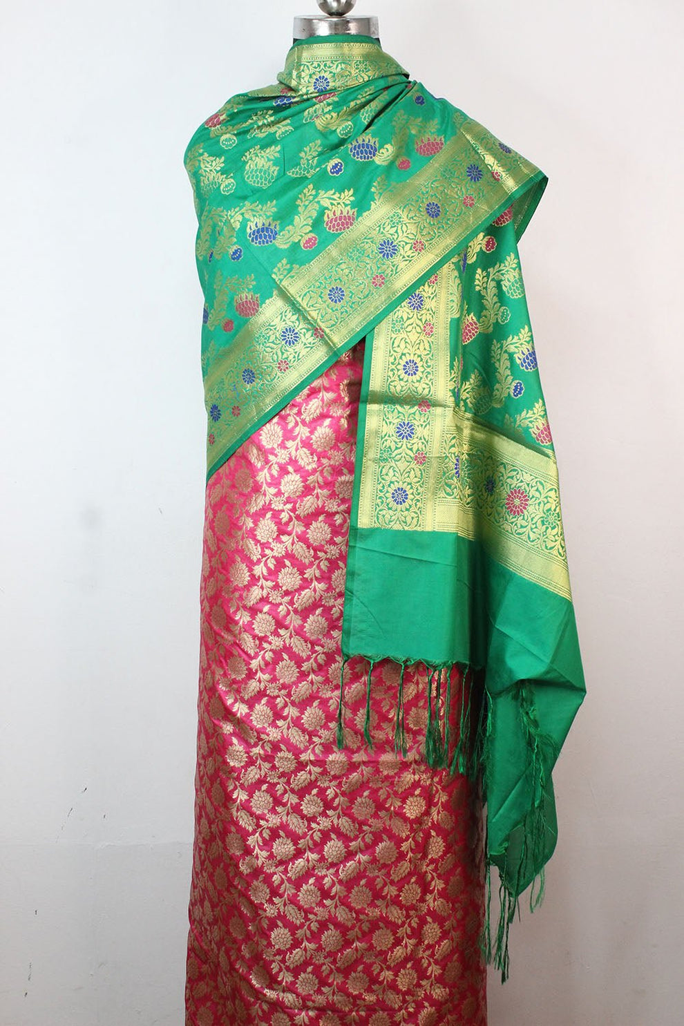 Orange Silk Suit With Banarasi Dupatta