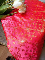 Pink Banarasi Silk Tanchui Fabric ( 1 Mtr) - Luxurion World
