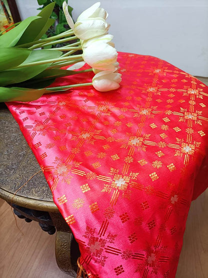 Pink Banarasi Silk Tanchui Fabric ( 1 Mtr) - Luxurion World