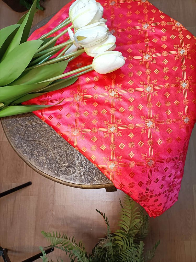 Pink Banarasi Silk Tanchui Fabric ( 1 Mtr) - Luxurion World