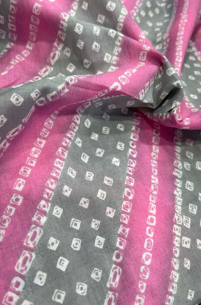 Pink Bandhani Block Printed Cotton Fabric ( 1 Mtr ) - Luxurion World