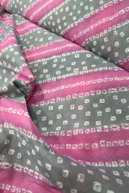 Pink Bandhani Block Printed Cotton Fabric ( 1 Mtr ) Luxurionworld