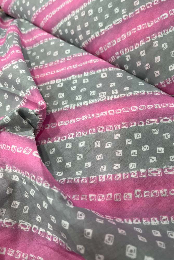 Pink Bandhani Block Printed Cotton Fabric ( 1 Mtr ) - Luxurion World