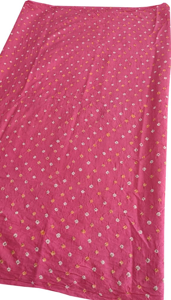 Pink Bandhani Cotton Silk Fabric (  1 Mtr ) - Luxurion World