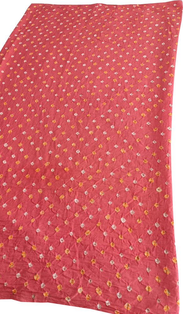Pink Bandhani Cotton Silk Fabric (  1 Mtr ) - Luxurion World