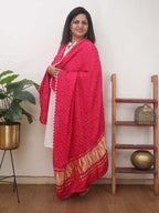 Pink Bandhani Modal Silk Dupatta - Luxurion World