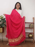 Pink Bandhani Modal Silk Dupatta - Luxurion World