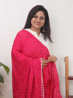 Pink Bandhani Modal Silk Dupatta - Luxurion World