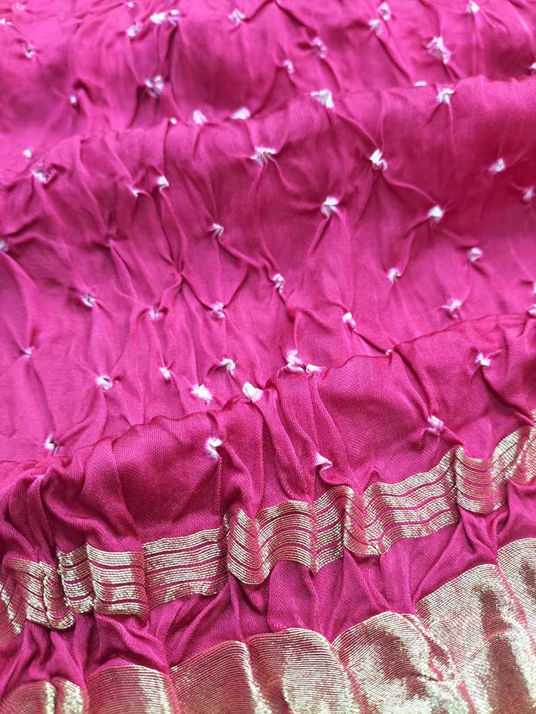 Pink Bandhani Modal Silk Dupatta - Luxurion World