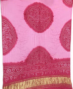 Pink Bandhani Pure Gajji Silk Dupatta - Luxurion World