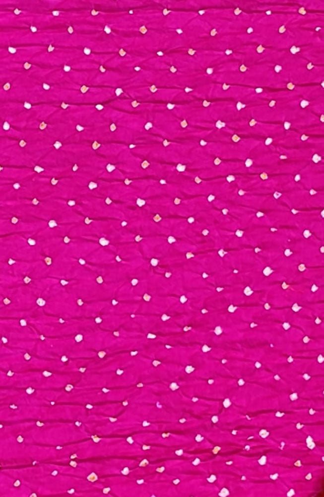 Pink Bandhani Pure Gajji Silk Fabric ( 1 Mtr ) - Luxurion World
