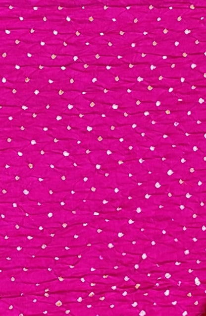 Pink Bandhani Pure Gajji Silk Fabric ( 1 Mtr ) - Luxurion World
