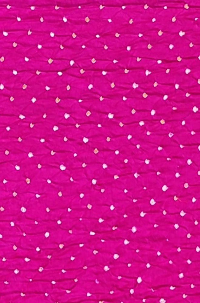 Pink Bandhani Pure Gajji Silk Fabric ( 1 Mtr ) - Luxurion World