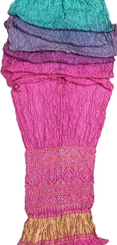Pink Bandhani Pure Gajji Silk Saree - Luxurion World