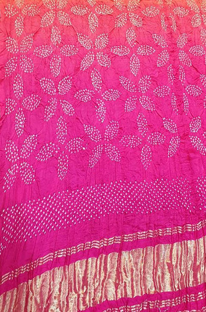 Pink Bandhani Pure Gajji Silk Shaded Dupatta