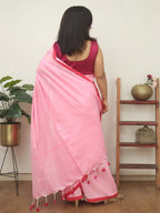 Pink Bengal Plain Cotton Saree - Luxurion World