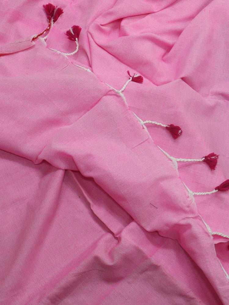 Pink Bengal Plain Cotton Saree