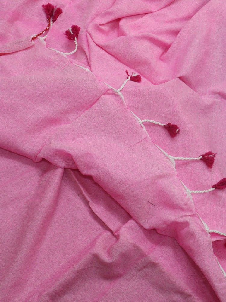 Pink Bengal Plain Cotton Saree - Luxurion World