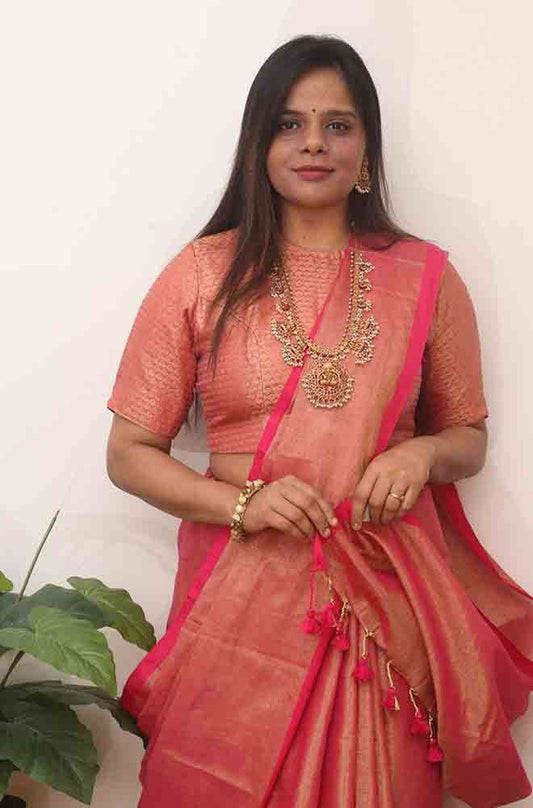 Stunning Pink Bengal Cotton Saree - Elegant and Chic - Luxurion World