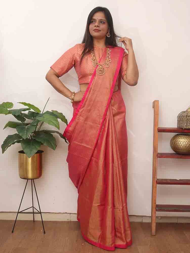 Stunning Pink Bengal Cotton Saree - Elegant and Chic - Luxurion World