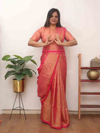 Stunning Pink Bengal Cotton Saree - Elegant and Chic - Luxurion World