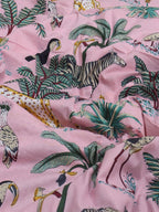Pink Block Printed Cotton Fabric ( 1 Mtr ) - Luxurion World
