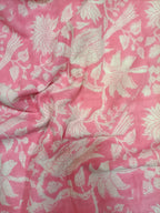 Pink Block Printed Cotton Fabric (1 mtr) - Luxurion World