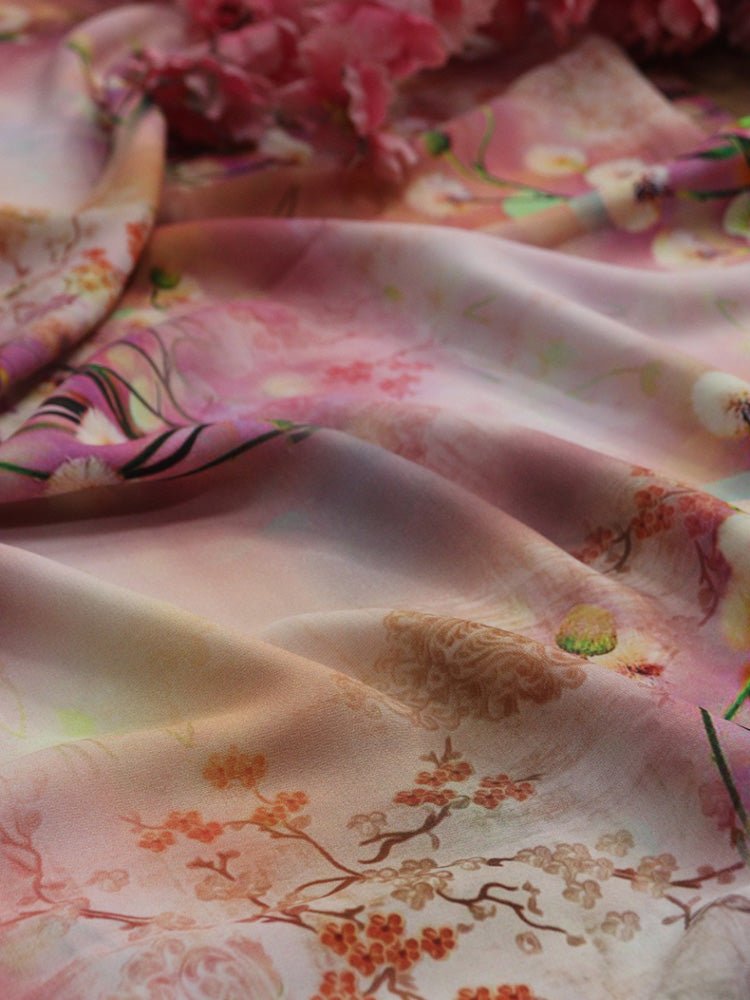 Pink Digital Printed Crepe Fabric (1 mtr) - Luxurion World