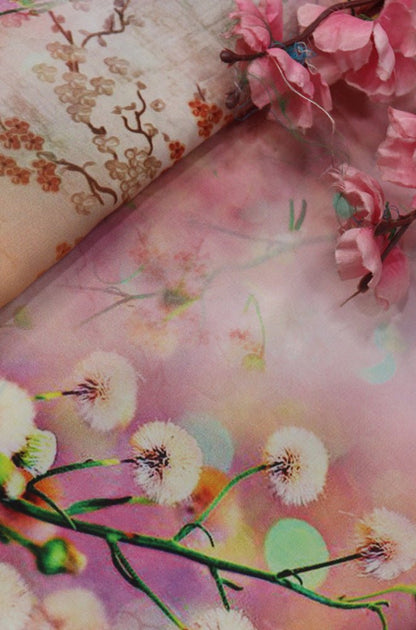Pink Digital Printed Crepe Fabric (1 mtr) - Luxurion World