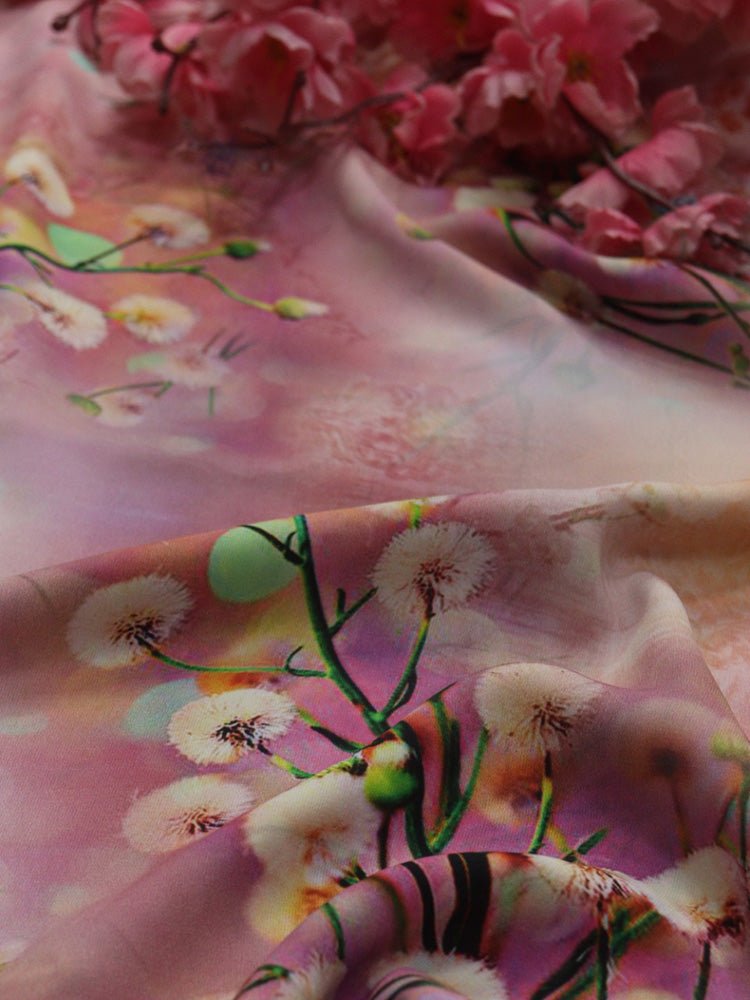 Pink Digital Printed Crepe Fabric (1 mtr) - Luxurion World