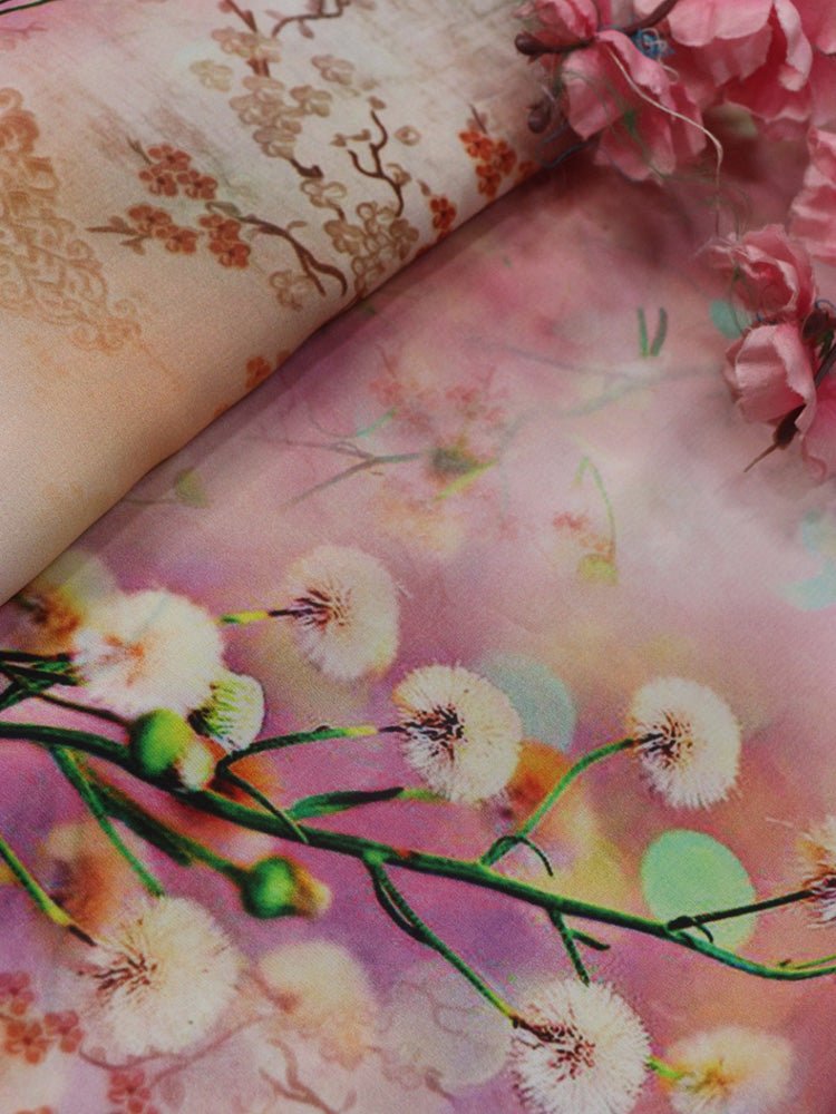 Pink Digital Printed Crepe Fabric (1 mtr) - Luxurion World