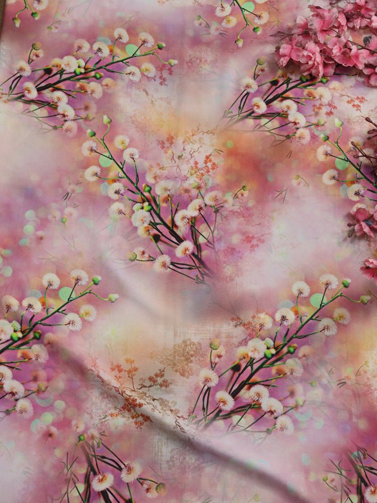 Pink Digital Printed Crepe Fabric (1 mtr) - Luxurion World