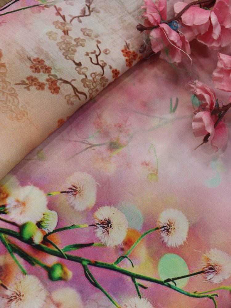 Pink Digital Printed Crepe Fabric (1 mtr) - Luxurion World
