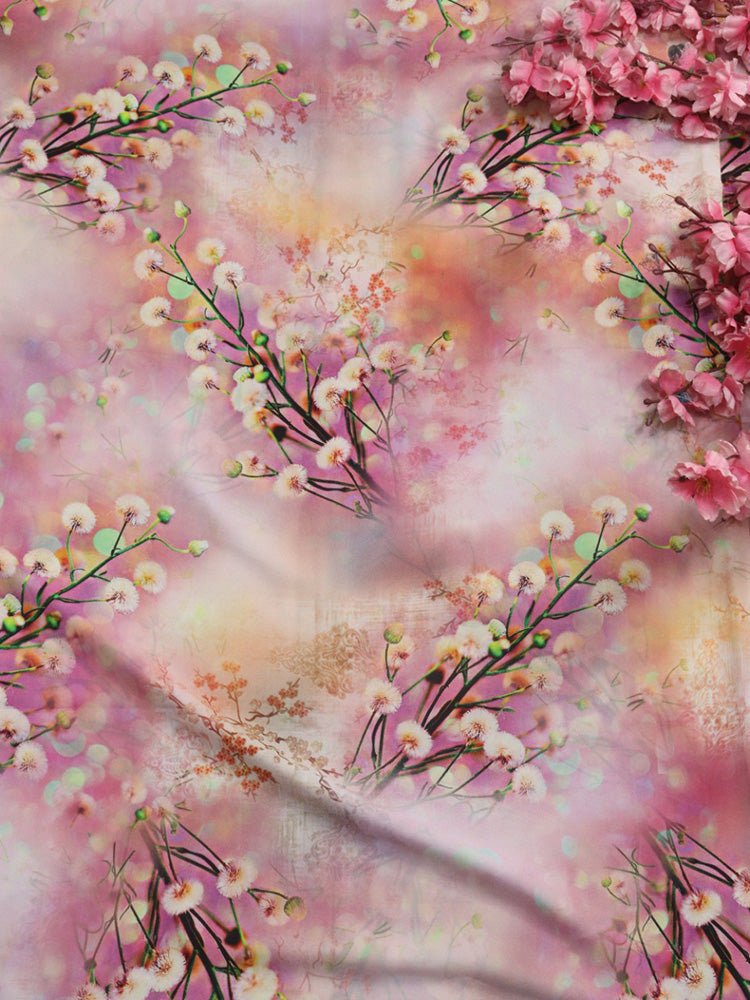 Pink Digital Printed Crepe Fabric (1 mtr) - Luxurion World