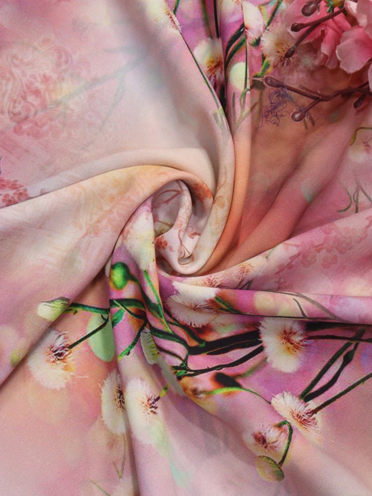Pink Digital Printed Crepe Fabric (1 mtr) - Luxurion World