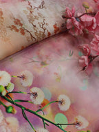 Pink Digital Printed Crepe Fabric (1 mtr) - Luxurion World