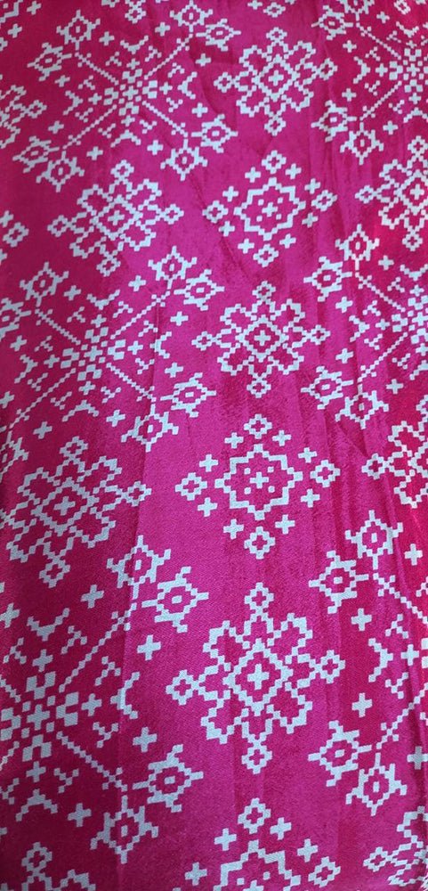 Pink Digital Printed Gajji Silk Bandhani Design Fabric ( 1 Mtr ) - Luxurion World