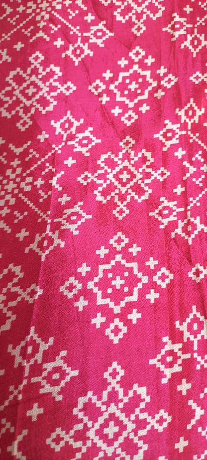 Pink Digital Printed Gajji Silk Bandhani Design Fabric ( 1 Mtr )