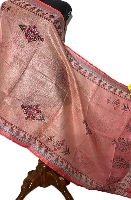Pink Digital Printed Linen Dupatta - Luxurion World