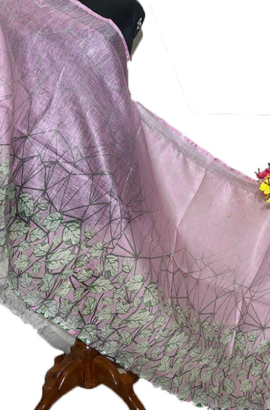 Pink Digital Printed Linen Dupatta - Luxurion World