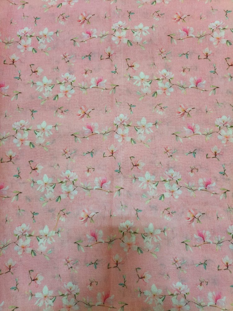 Pink Digital Printed Linen Jute Fabric (0.75 mtr) - Luxurion World
