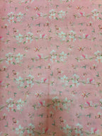 Pink Digital Printed Linen Jute Fabric (0.75 mtr) - Luxurion World