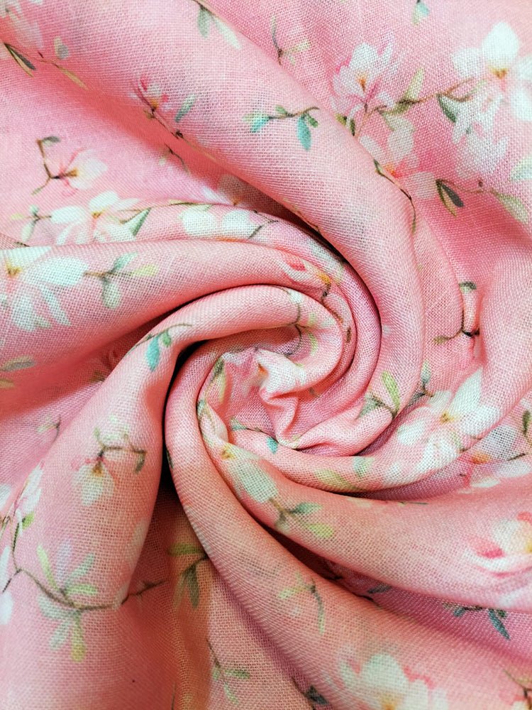 Pink Digital Printed Linen Jute Fabric (0.75 mtr) - Luxurion World