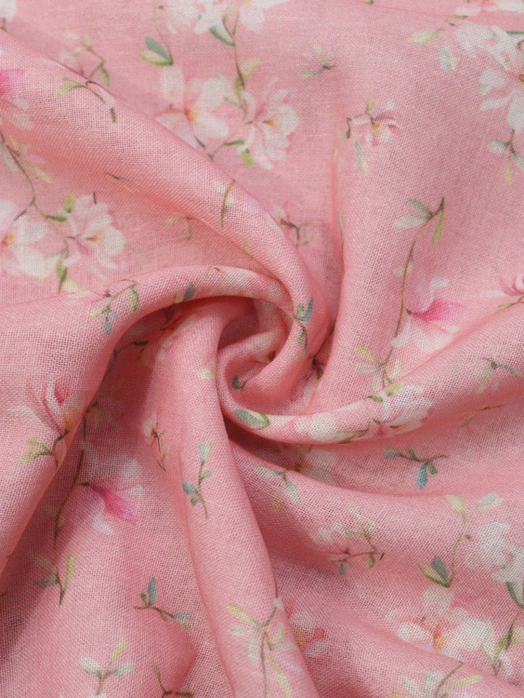 Pink Digital Printed Linen Jute Fabric (1 Mtr ) - Luxurion World