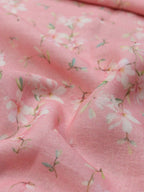 Pink Digital Printed Linen Jute Fabric (1 Mtr ) - Luxurion World