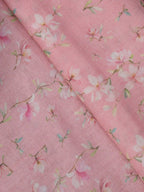 Pink Digital Printed Linen Jute Fabric (1 Mtr ) - Luxurion World