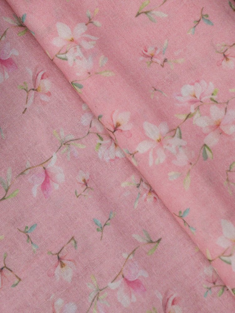 Pink Digital Printed Linen Jute Fabric (1 Mtr ) - Luxurion World