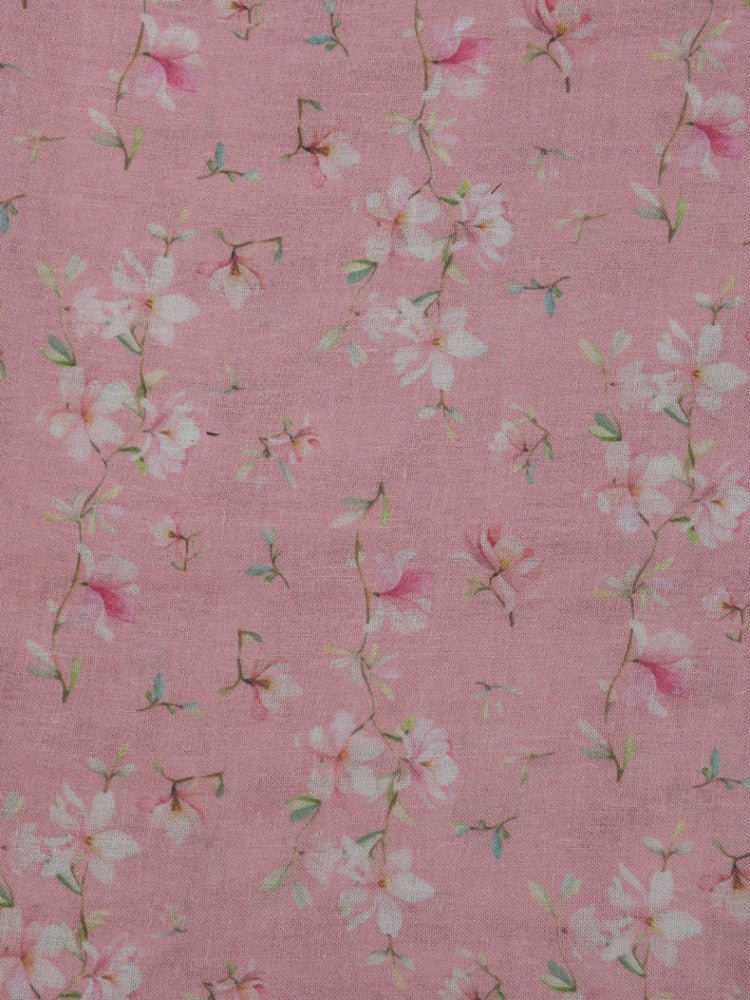 Pink Digital Printed Linen Jute Fabric (1 Mtr ) - Luxurion World