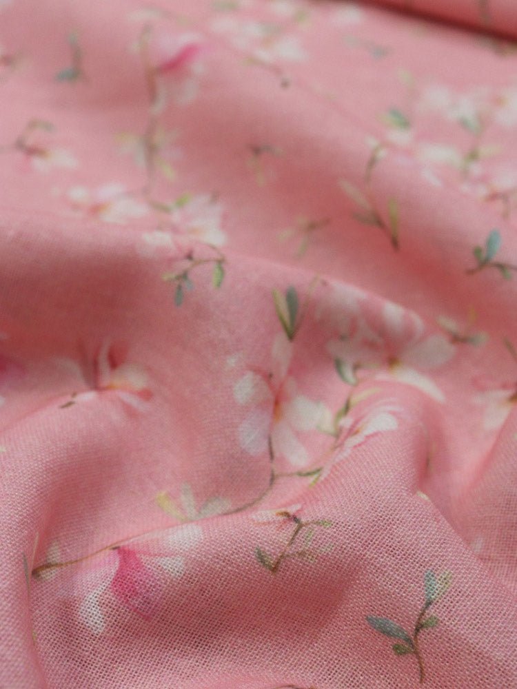 Pink Digital Printed Linen Jute Fabric (1 Mtr ) - Luxurion World