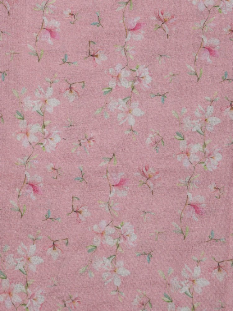 Pink Digital Printed Linen Jute Fabric (1 Mtr ) - Luxurion World